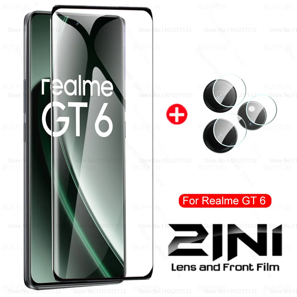 Изогнутое защитное стекло 2 в 1 для камеры Realme GT 6 Neo6 SE 6T закаленное на GT6 G T Neo 6SE Neo6SE
