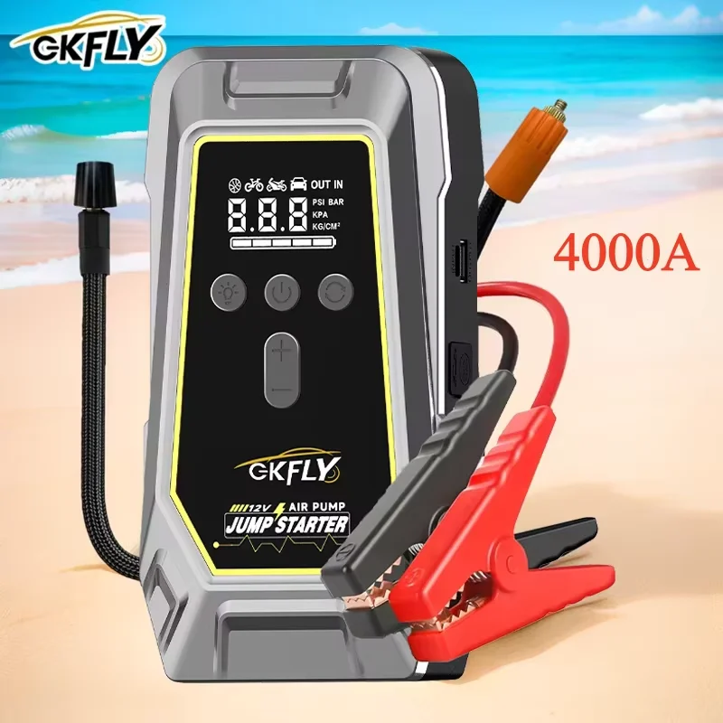 GKFLY 4000A Высокомощный автомобильный стартер, устройство аварийного запуска, внешний аккумулятор, автомобильный аккумулятор, зарядный усилитель для бензина, дизельного топлива