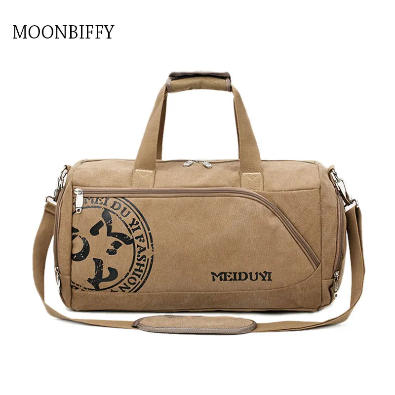

Vintage Sports Travel Bags Men Canvas Luggage Hand Crossbody Bag Large Casual Durable Printing Shoulder Shoe Pack Storage