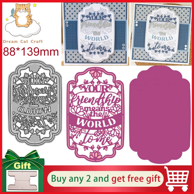

Your Friendship Means The World To Me Frame Metal Craft Dies Cutting for Diy Scrapbooking Paper Handmade Mold 2022 Embossing New