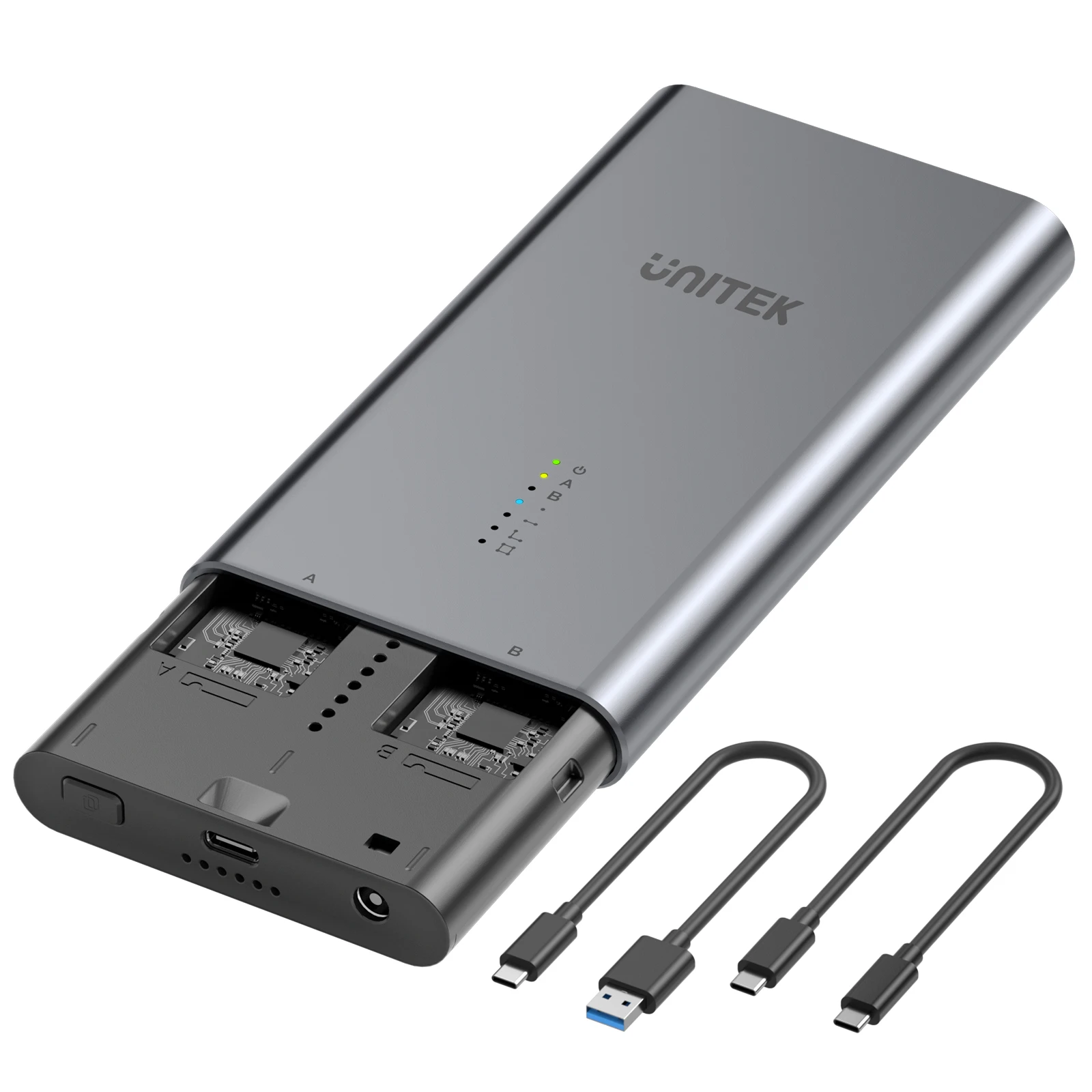

Чехол для SSD-накопителя UNITEK Dual Bay M2 NVMe, алюминиевый корпус M.2, USB 3,2 Gen2 10 Гбит/с, адаптер SSD для NVME PCIe SATA M/B Key SSD Box