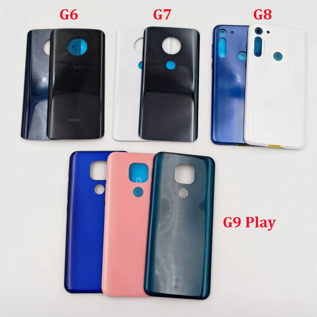 

Back Battery Cover Rear Panel Housing Case Replacement Parts For Motorola Moto G5/G6/G7/G8/G9 Play/G9 Plus With Adhesive Sticker