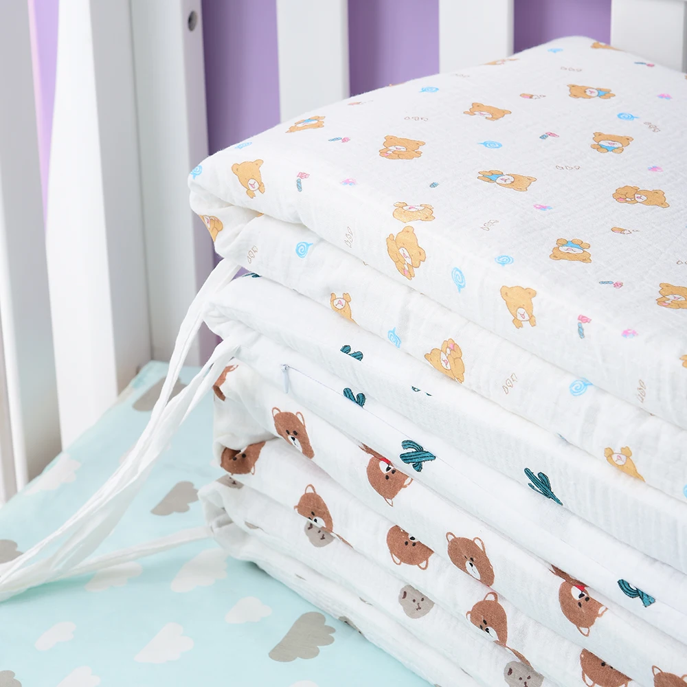 Baby Bed Crib Bumper U-Shape Detachable Zipper Cotton Padded Baby Crib Rail Cover Protector Set Line bebe Cot Protector 30x200cm images - 6