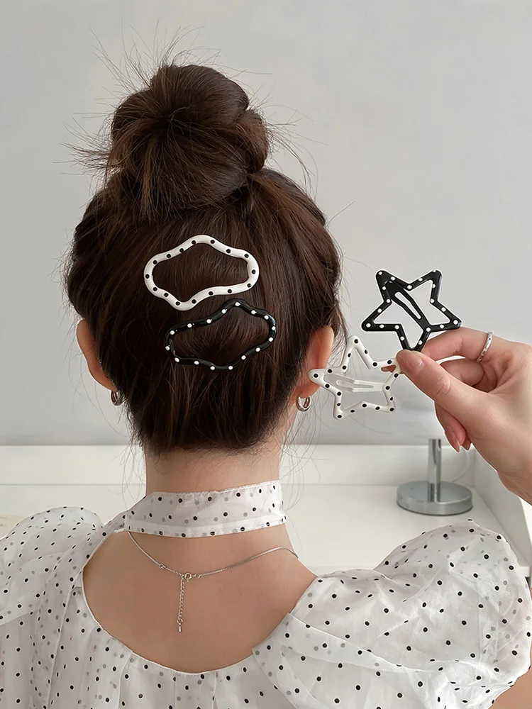 Заколка для волос с облаками в горошек женская заколка на затылке полузавязанные