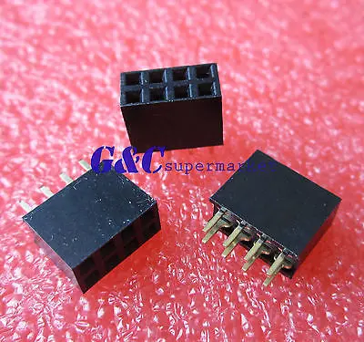 

100PCS 2x4 Pin 8P 2.54mm Double Row Female raight Header Pitch Socket Pin diy electronics