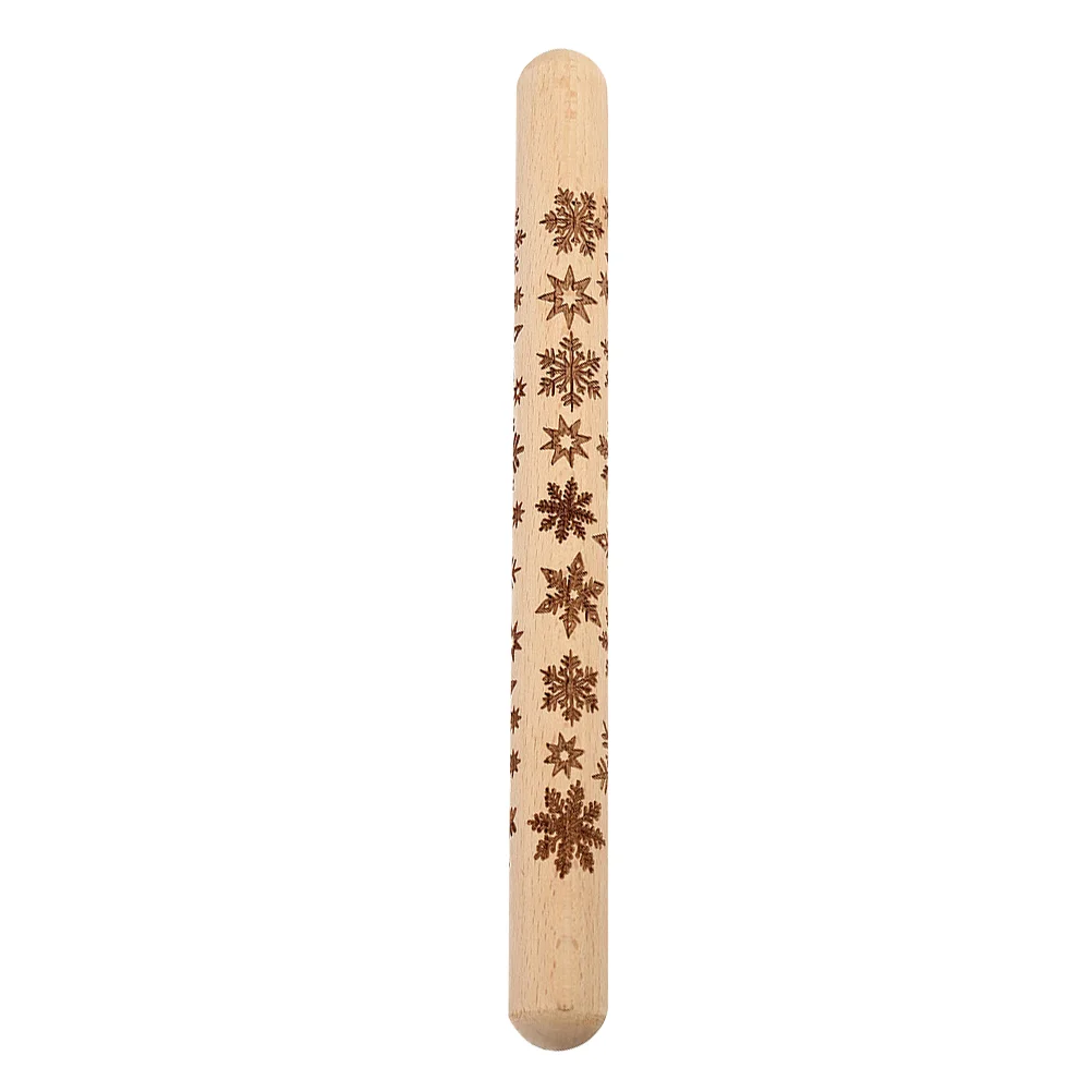 

Christmas Rolling Engraved Embossing Roller Pin Fondant Cake Dough Tool Snowflakes Pattern