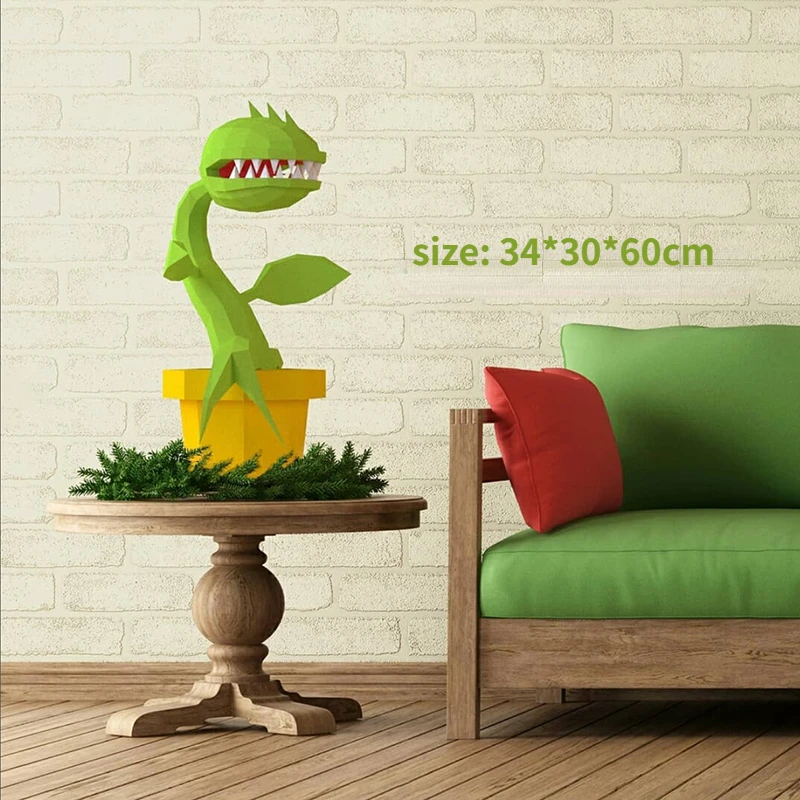 

3D Paper Mold Non-Finished Cannibal flower potted plant Model Folding Paper Work Desk Party DIY Craft Home Decor Miniatures