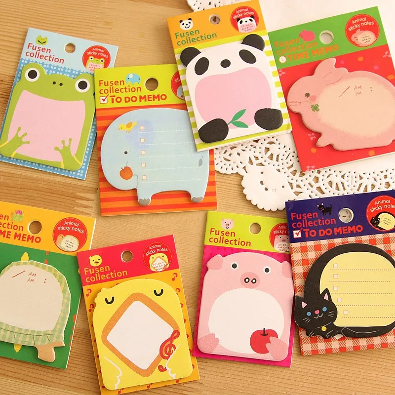 

20 Sheets Stickers Cute Kawaii Animal Message Paper Notepad Memo Office School Supplies Stationery Panda Rabbit Bookmark