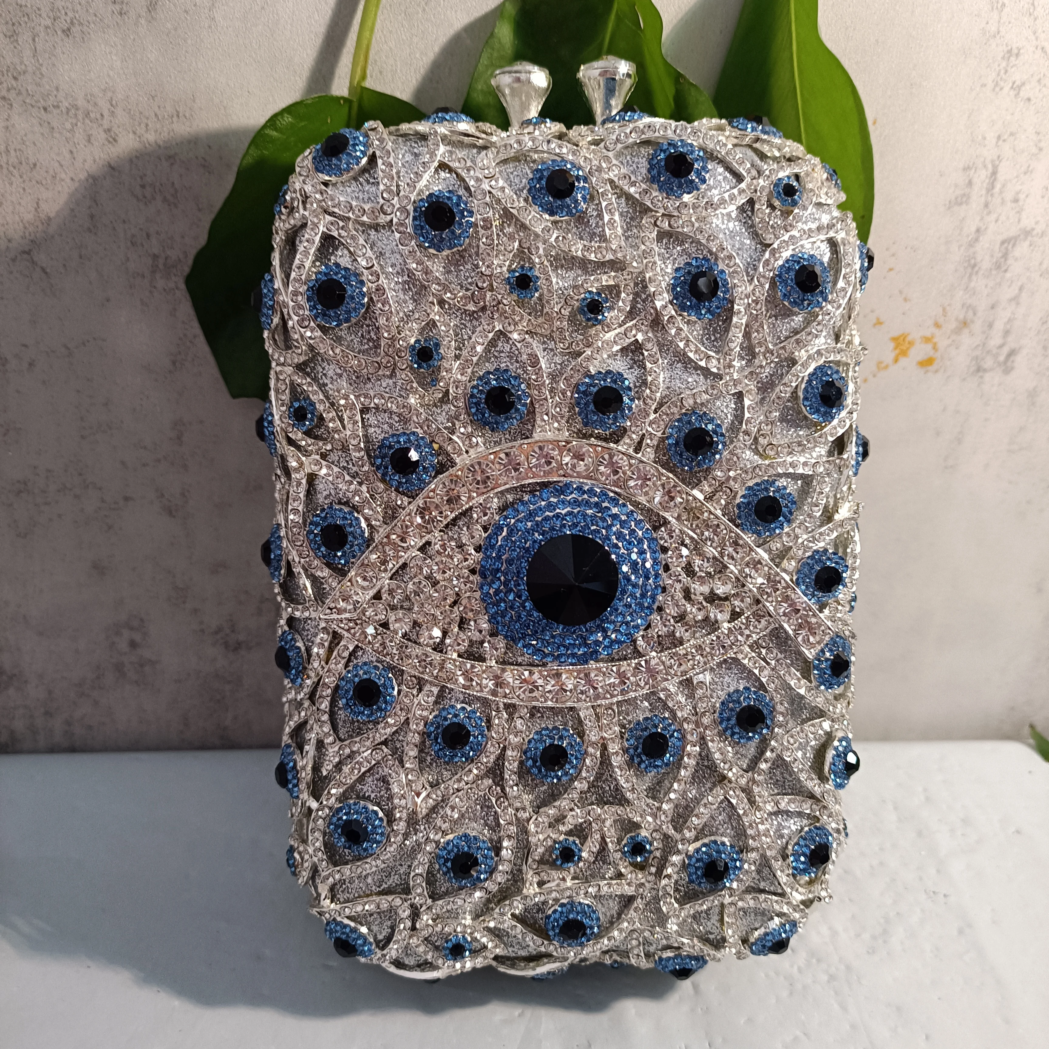 

Дамский золотистый Серебристый кошелек с кристаллами и изображением злых глаз, женская вечерняя сумочка для коктейлей и ужина с бриллианта...