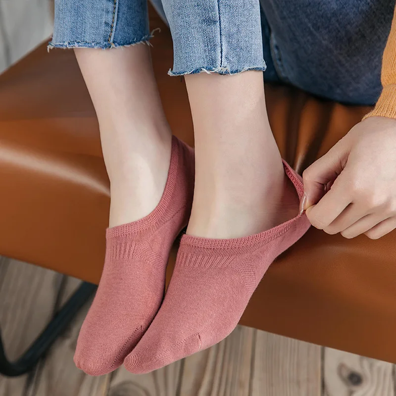 

5 пар, женские хлопковые невидимые носки в японском стиле