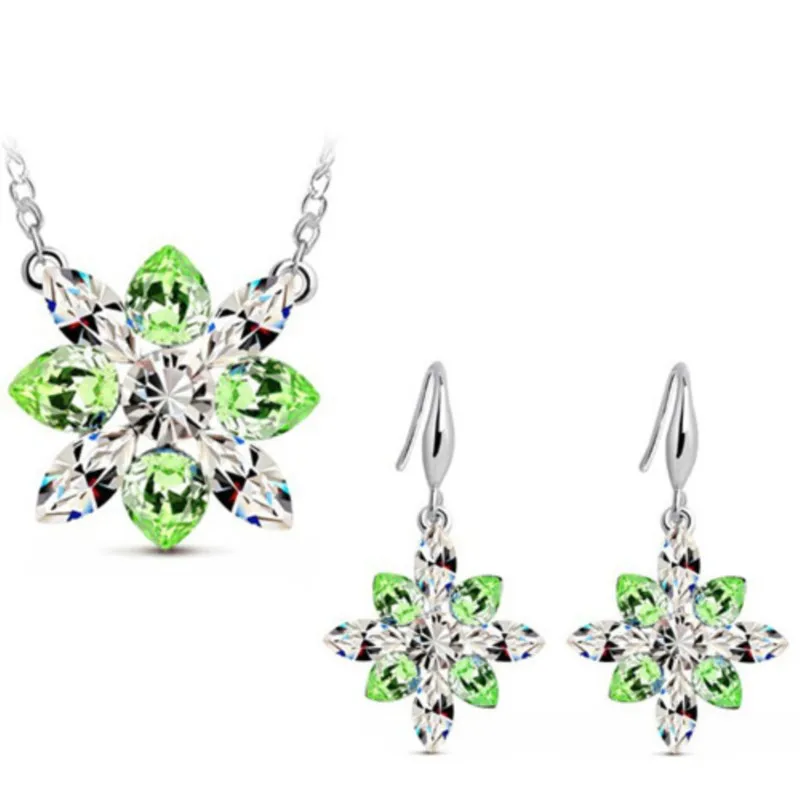 Хрустальная подвеска в виде снежинки комплект ювелирных изделий ожерелье серьги