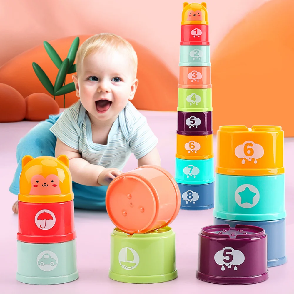 

Toddler Montessori Sensory Toys Baby Stacking Cup Toys Baby Early Educational Toys Stacking Tower Baby Bath Toys Children Gift