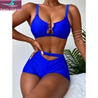 SINO.TREND Шорты с вырезами и высокой талией, женский купальник, комплект бикини из двух предметов, купальный костюм с мягкой подкладкой