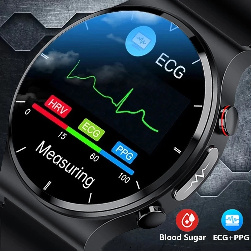 New ECG+PPG Smart Watch Men Sangao Laser Health Heart Rate Blood Sugar Blood Pressure Fitness Tracker IP68 Waterproof Smartwatch