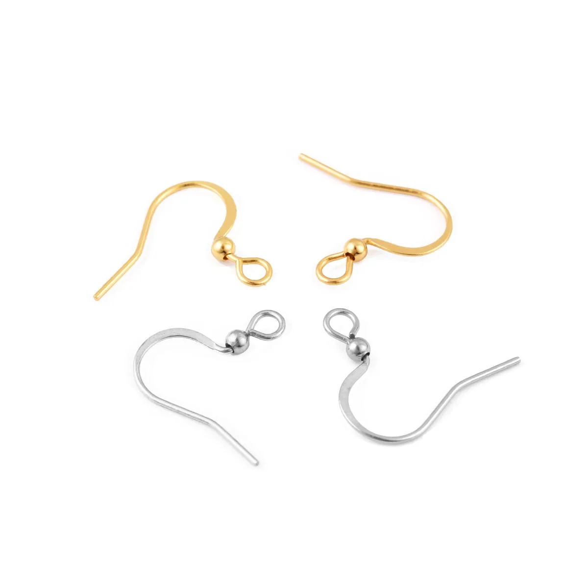 20-50pcs/lot Stainless Steel Hypoallergenic Earring Hook Clasps Earwire With Ear Findings Supplies For Jewelry Making DIY - купить по
