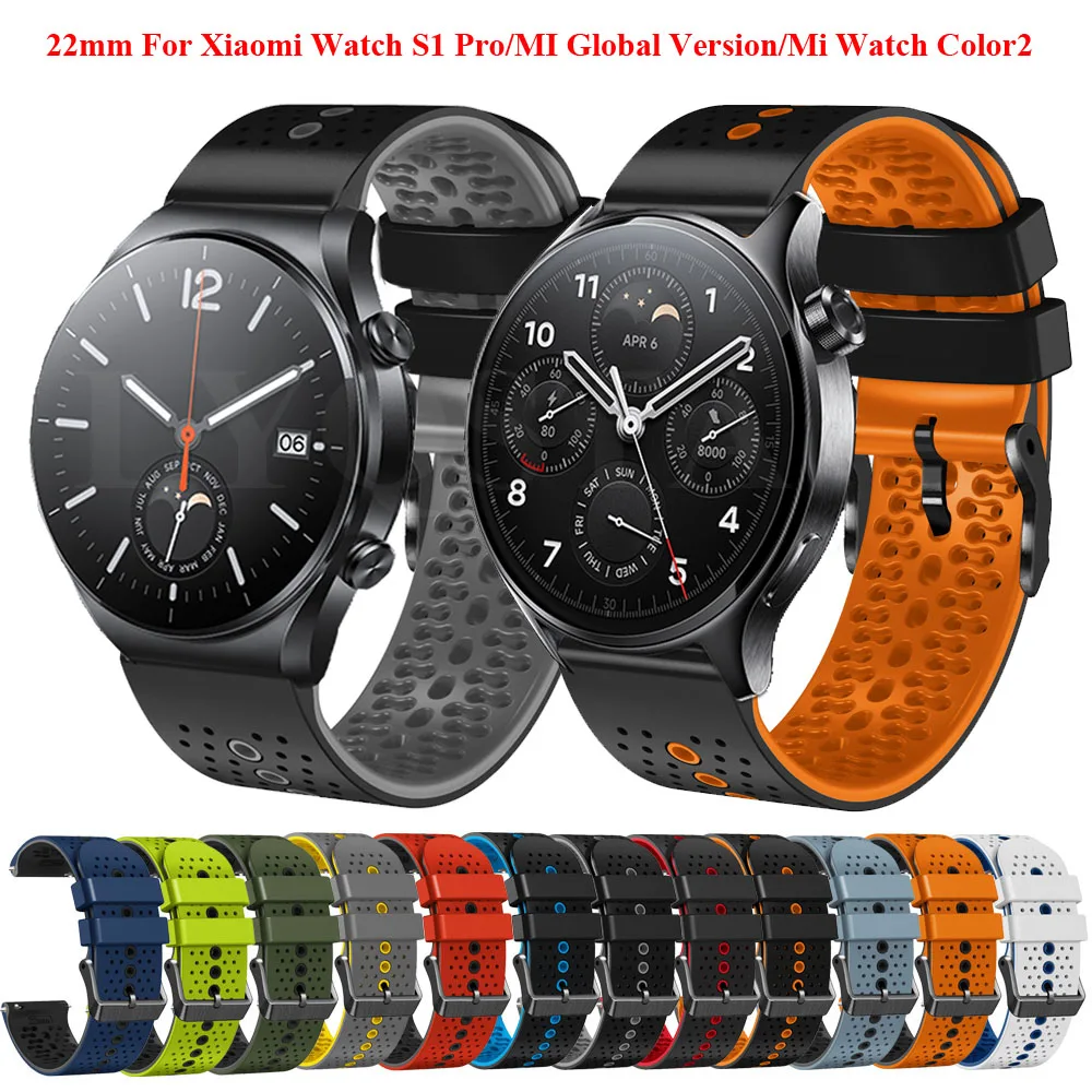 

Ремешок силиконовый для смарт-часов Xiaomi Mi Watch S1 Pro/Active/Mi Watch Color 2, аксессуары для наручных часов, 22 мм