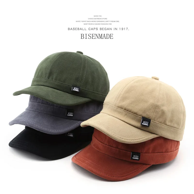 

Baseball Cap Women Fashion Retro Solid Color Small Label Peaked Cap Outdoor Sports Short Visor Male Sun Protection Hat