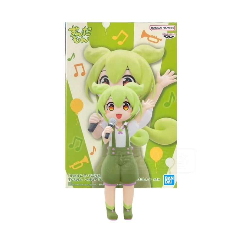 Фото Оригинальная фигурка Bandai Banpresto Zundamon в позе, что она поет, в наличии, модель-игрушка, украшение для рабочего стола, подарок, японская фигурка №1