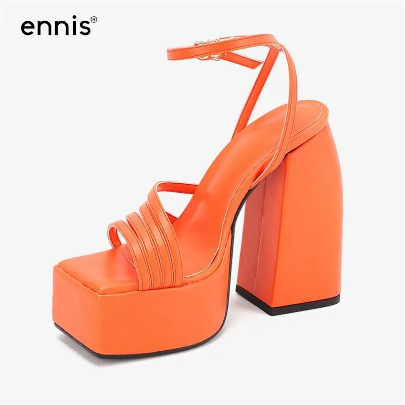 

Женские массивные босоножки E273, свадебная обувь на платформе и толстом высоком каблуке, с ремешком на щиколотке, с квадратным носком, 2022