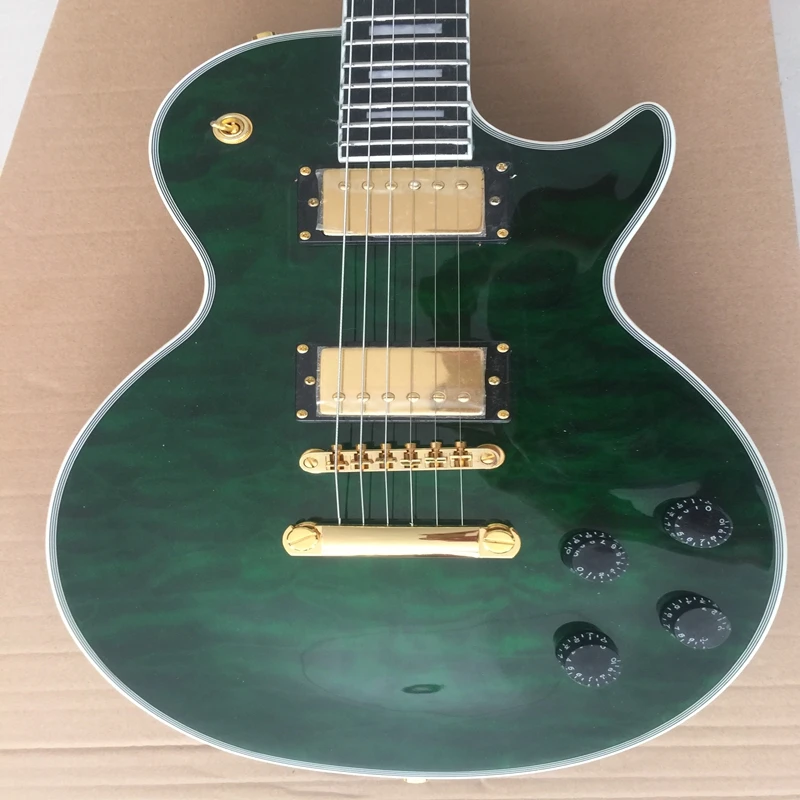 

LP electric guitar, green flower, gold accessories, shining, classic production, spot, quick package