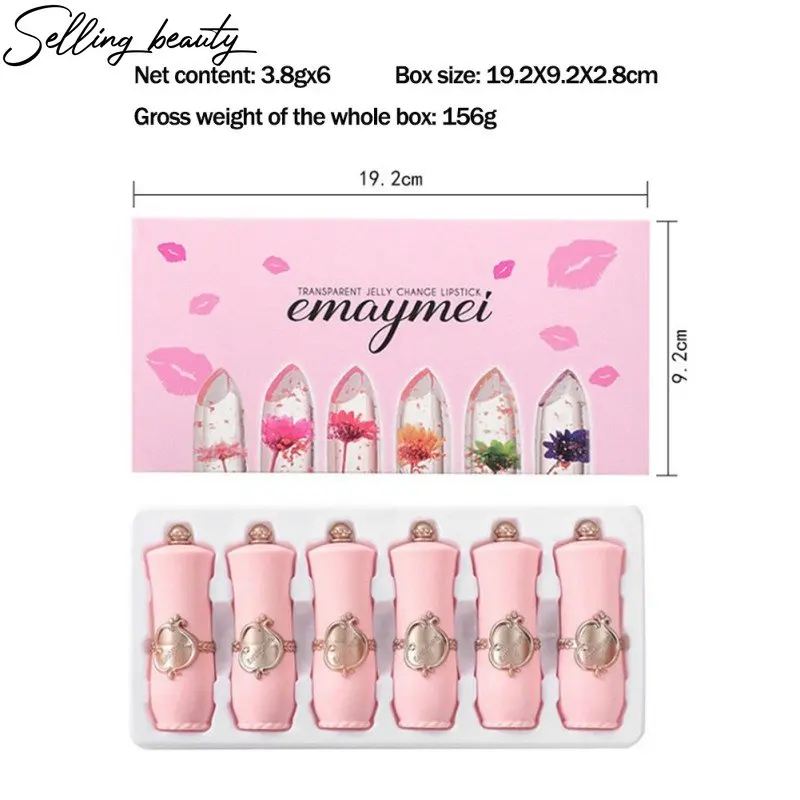 

6 Color Change Warm Flower Lipstick Novelty Pink Lip Gloss Does Not Fade Easily Lipstick Moisturizing Lipstick Maquillaje