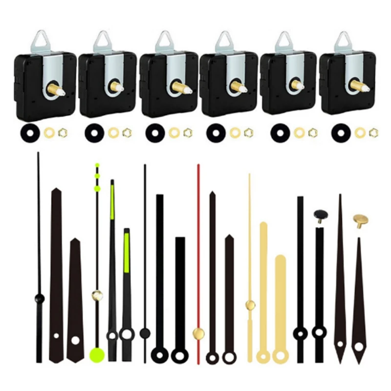 

6Pcs Clock Mechanism Replacement Kit With 7 Clock Hands Operated For Clock Repair DIY Clock Repair Motor Accessories Parts
