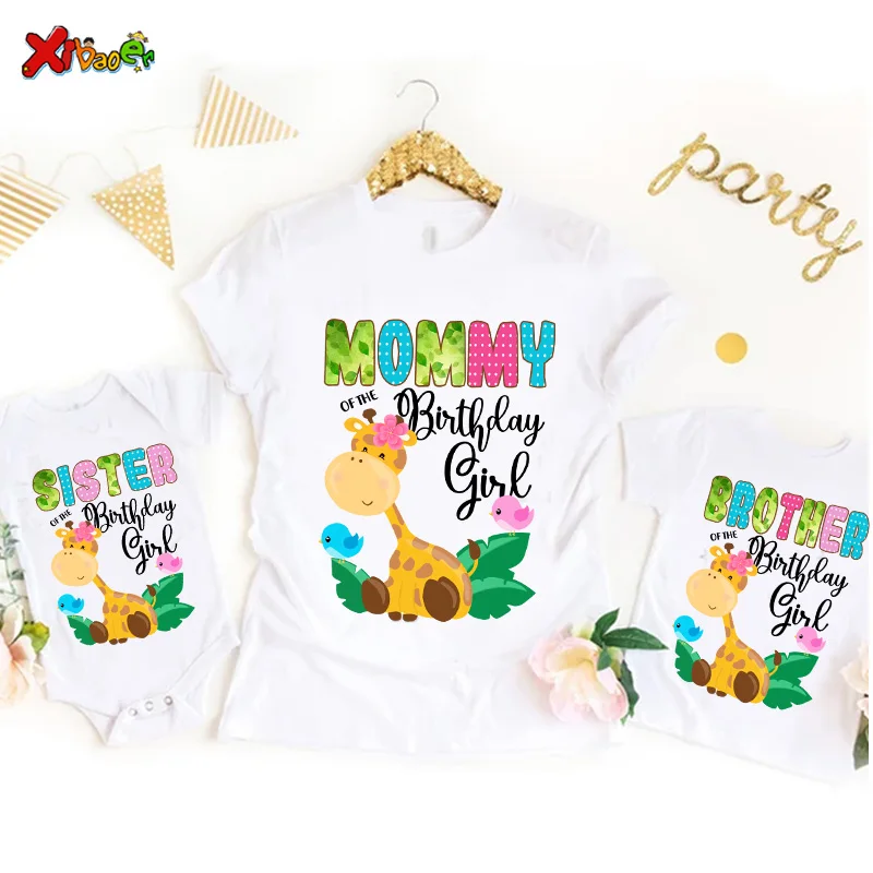 

Футболка на день рождения, жираф для детей, семейное сочетание, зоопарк, животные, одежда для детей, мальчиков, жираф, фотоодежда для девочек, наряд с именем на заказ