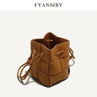 2022 fashion new women s genuine leather bucket bag exquisite mini hand woven high quality shoulder messenger bag rich colors