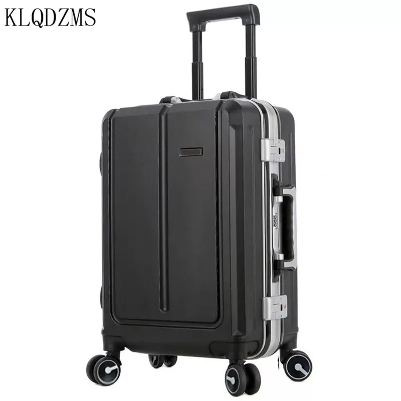 KLQDZMS High Quality Business Aluminum Frame Trolley Case Male 24 Inch Suitcase Female 20 Inch Silent Travel Boarding Case