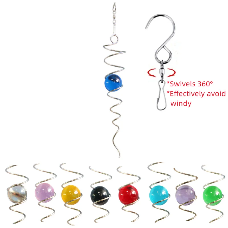 

Gazing Twister Spiral Tail Wind Spinner Outdoor Garden Decoration Stabilizer Crystal Glass Ball Tails Hanging Swivel Hook Decor