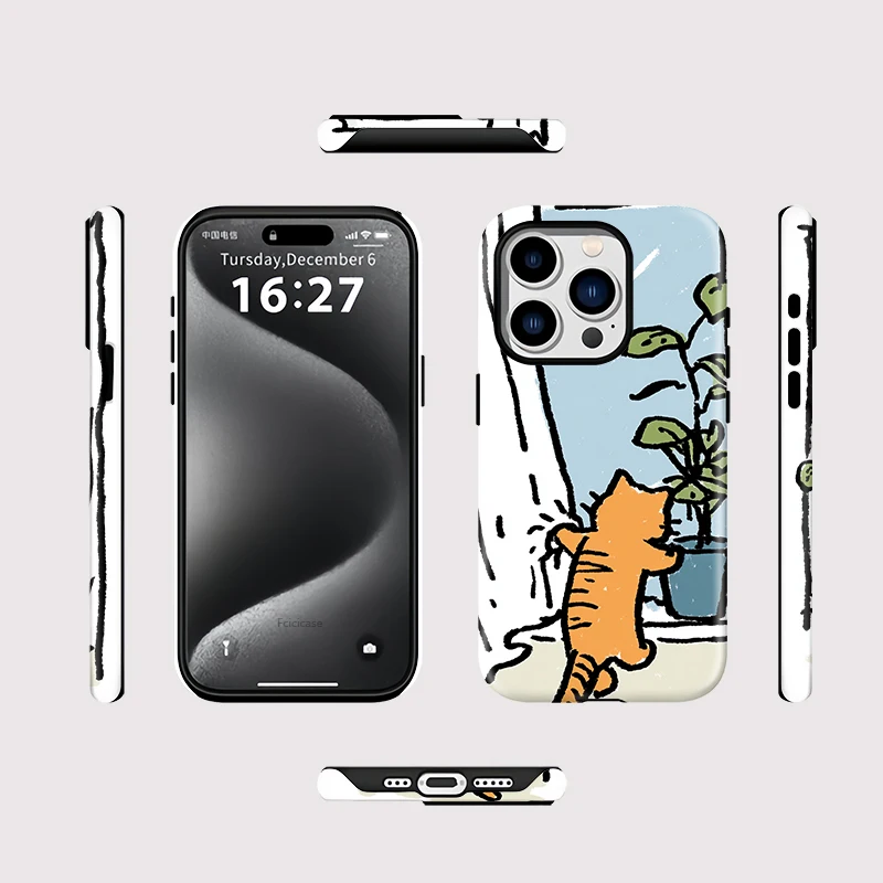 Фото Чехол Fcicicase для iPhone 17, чехол для телефона с милым мультяшным рисунком кота для iPhone 17 Pro Max 12, 13, 11, 16, 15, 14 Plus для Magsafe Capa №2