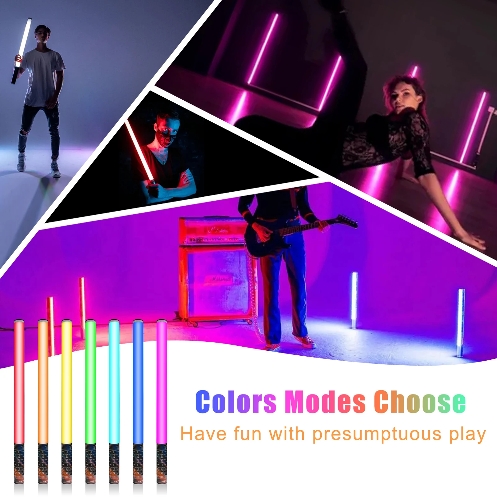 

Portable LED Mood Light RGB Stick Colorful Atmosphere Lights Photography Lighting Lamp For Tiktok Youtube Room Party Bar Decor.