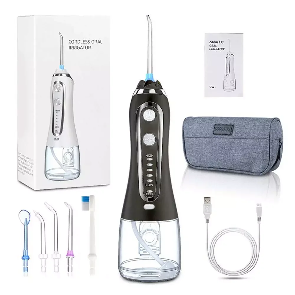 

NEW2023 Portable Irrigator 300ml Dental Water Flosser Jet 5 Modes Water Floss USB Rechargeable Irrigator Dental Teeth Cleaner +