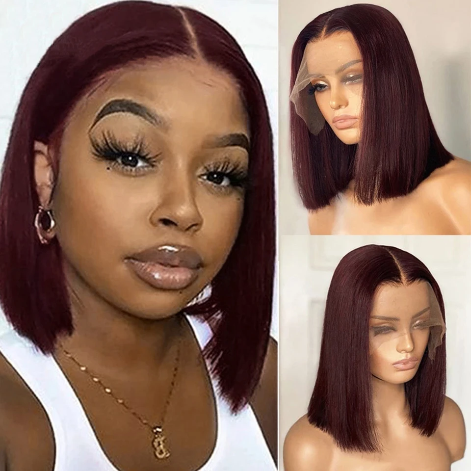 99j Парик Из Натуральных Волос В Стиле Боб Без Клея Bordovski Короткие 13x4 Кружевные