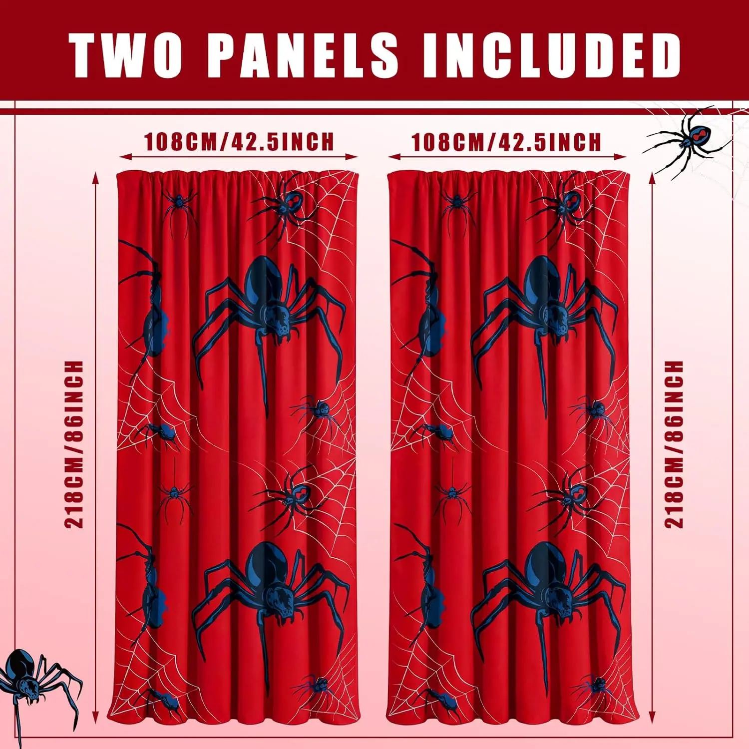 Фото Полотно-штора Peryiter Spider с 2 подхватами, декор для спальни, 42 x 84 дюйма, термоизолирующие оконные шторы №3