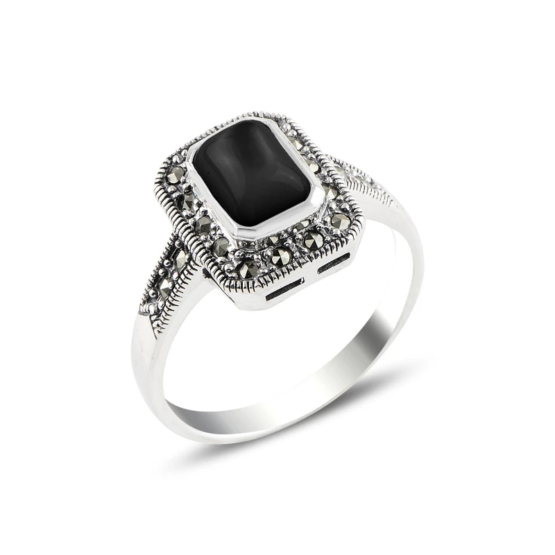 

Серебряное кольцо 925 пробы Onyx & Marcasite