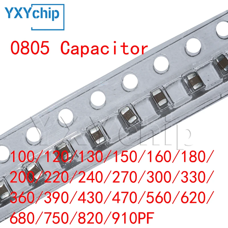 100 шт. SMD конденсатор 100/120/130/150/160/180/200/220/240/270/300/330/360/390/430/470/560/620/680/750/820/910PF C0G NPO 5%