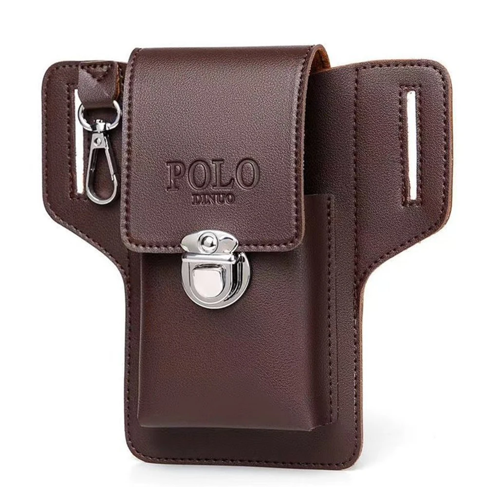 2023 Men's Waist Bag PU Leather Male Fanny Pack Mobile Phone Bag Construction Site Work Convenient Lightweight Hanging Waist Bel