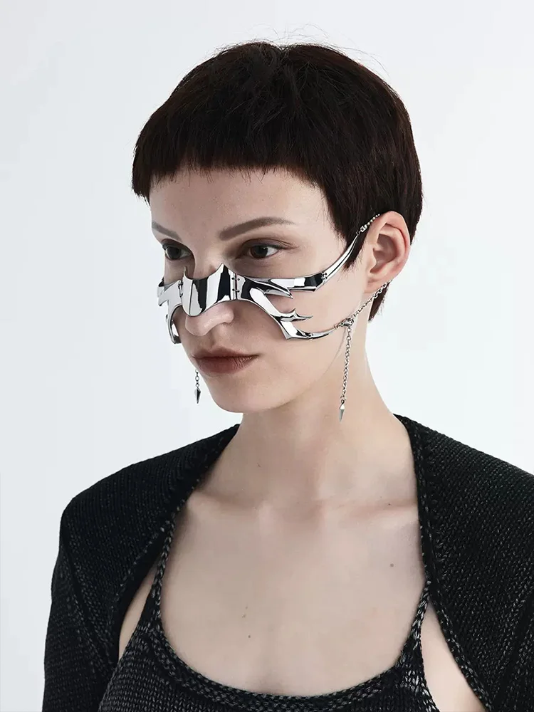 Маска CyberPunk из титановой стали для мужчин и женщин роскошная Асимметричная