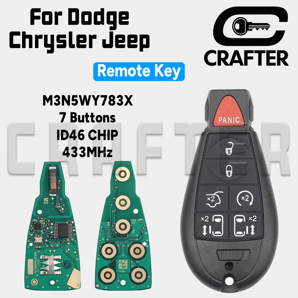 

Сменный дистанционный ключ Crafters M3N5WY783X, 433 МГц, ID46 7941, подходит для Chrysler Town&Country Jeep Grand Cherokee Dodge Caravan