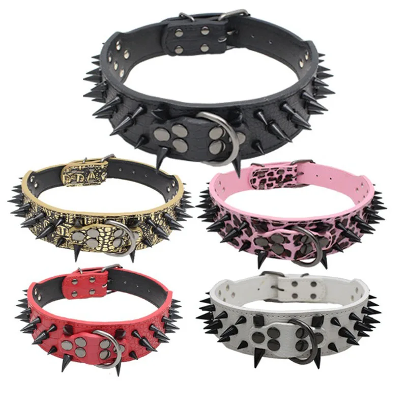 

Leather Collar for Large Dogs, Rivet, Anti-bite, Retractable, French Bulldog, Pug Collars, Dog Accessories, New