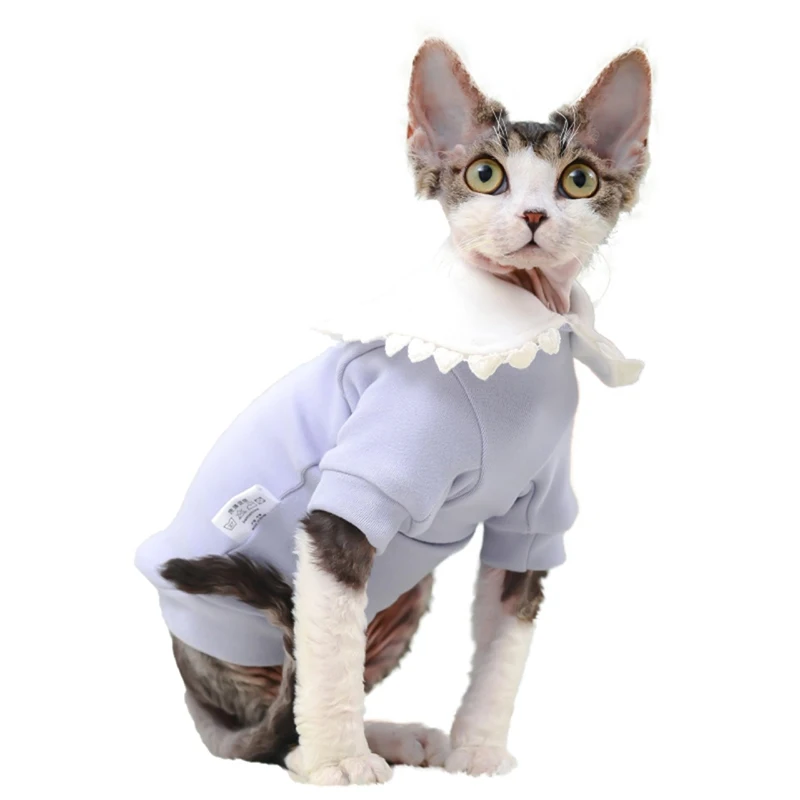 

Pet Products Cat Products Clothes Hairless Cat Clothes Ins Wind Lace German Velvet German English Short Cat Bottomed Shirt Doll