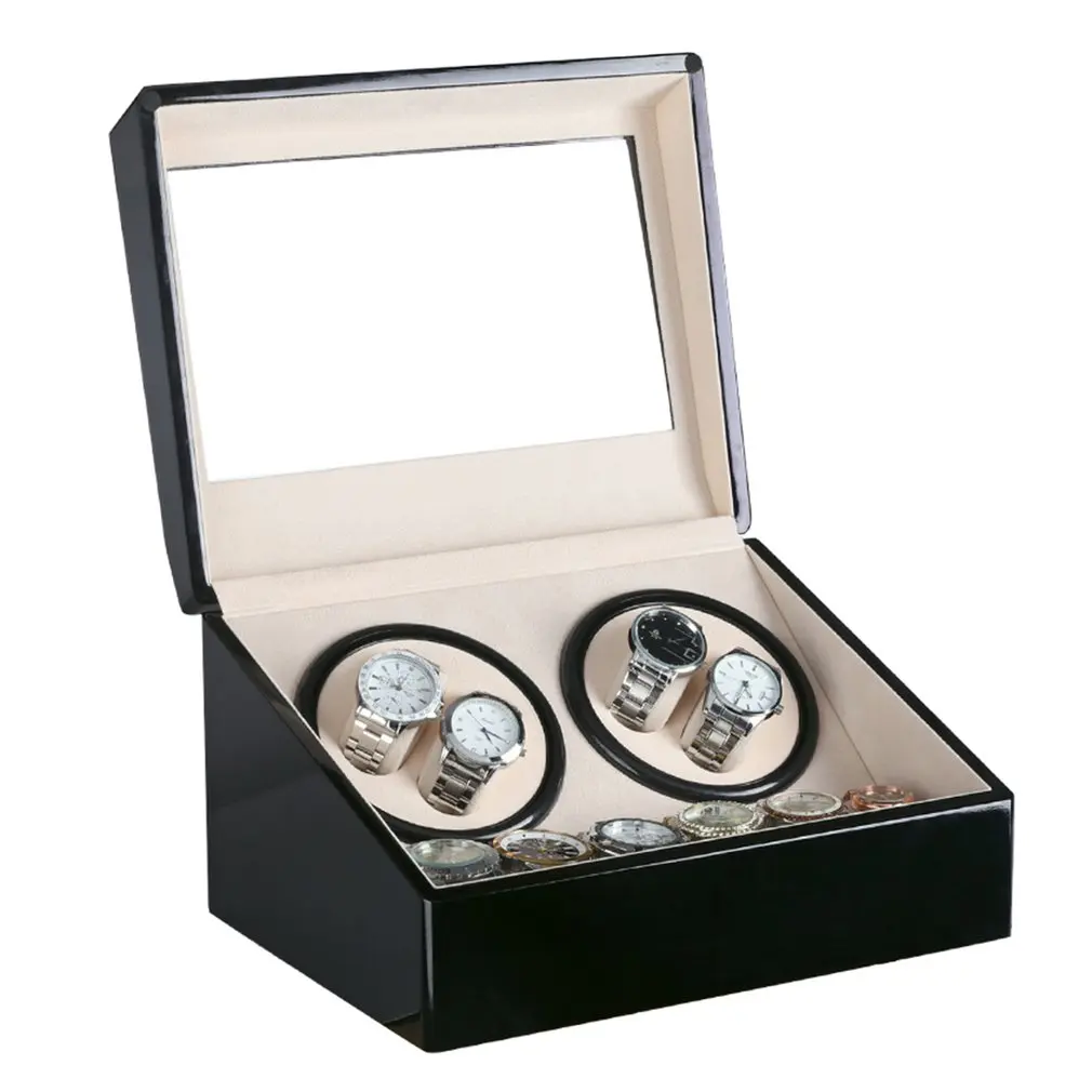 

Auto Wooden Watch Winder Watch Storage Box Winder Case Transparent Cover Wristwatch Box Single/Double Head Motor US/EU/AU Plug