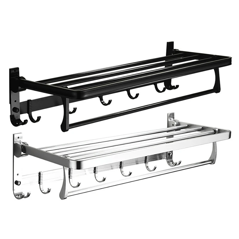 

Premium Aluminium Towel Bar Wall Rack Bathroom Holder Hanger Towel Rack Solid Foldable Bathroom Rack Toilet Rack