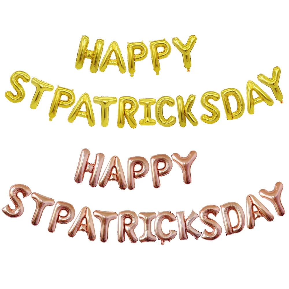 

Gold Rose Gold 16inch Happy Stpatricksday Balloons Party Decorations Holiday Helium Letter Foil Balloon Helium Globals Decor