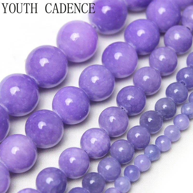 

Natural Stone Purple Cloud Jades Beads Round Loose Beads Strand For Jewelry Making DIY Bracelet Necklace 15" 4/6/8/10/12mm
