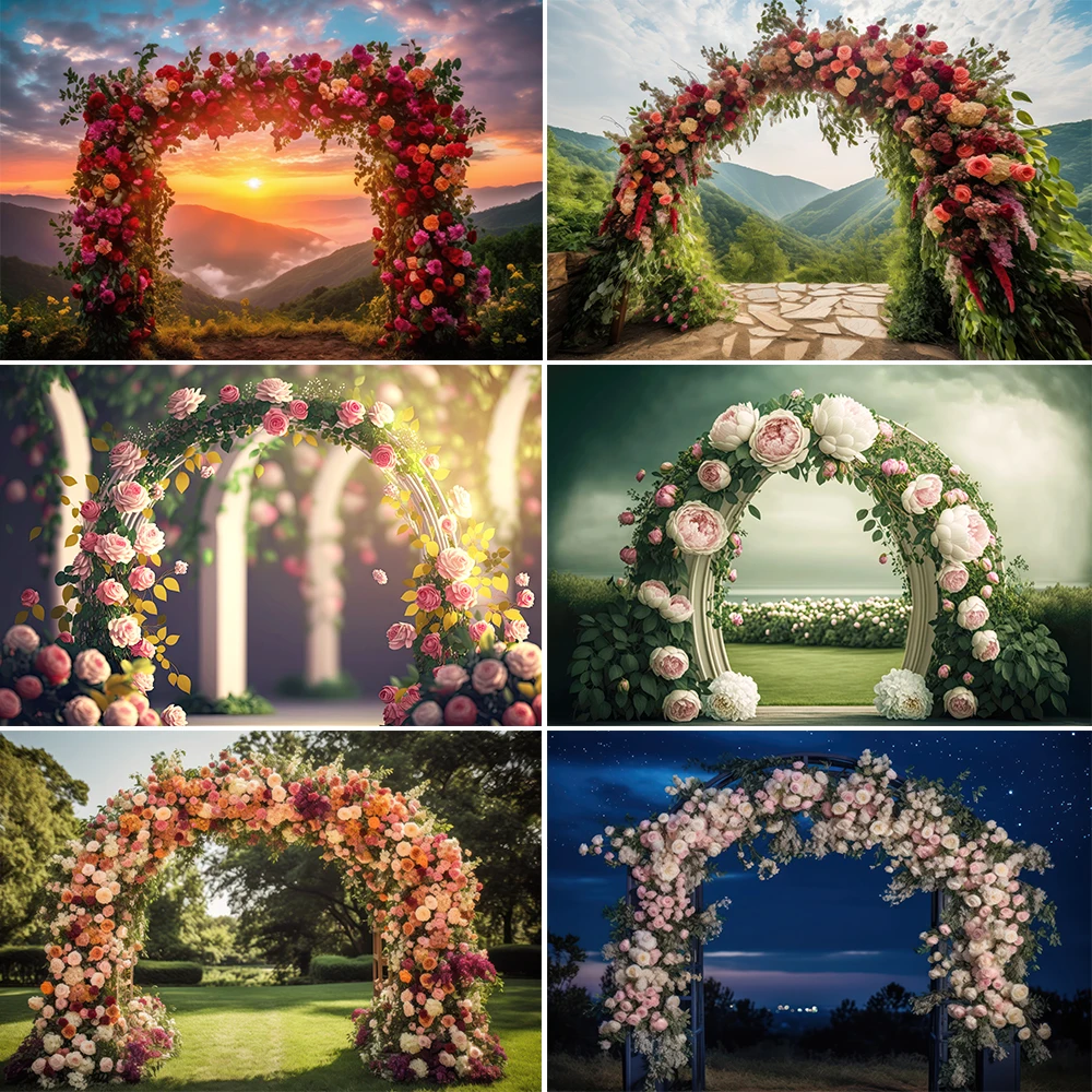 

Photography Background Vintage Floral Arch Wedding Engagement Ceremony Birthday Art Portrait Backdrop Props for Photo Studio