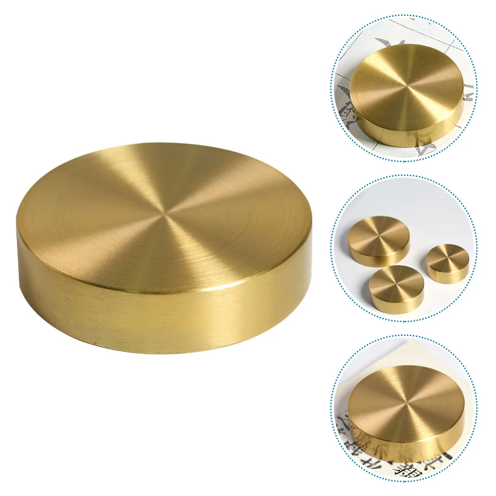 

Paperweight Calligraphy Chinese Paperweights Brass Paper Weight Painting Metal Brush Writing Desk Drawing Desktop Round Sumi