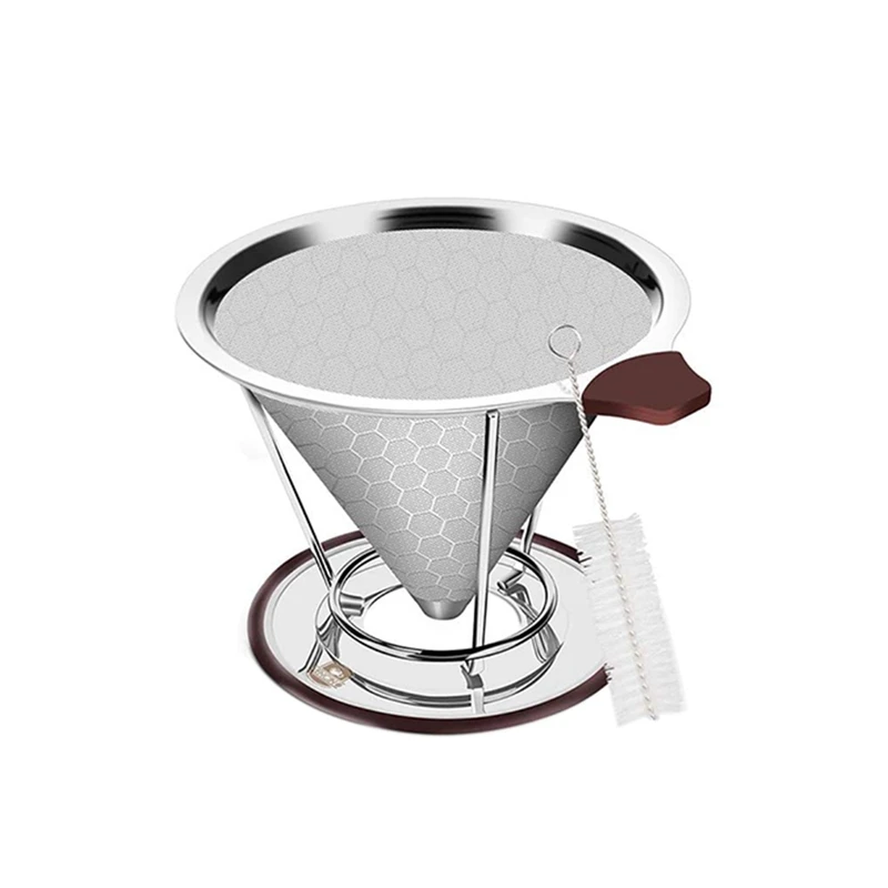 

Coffee Dripper, Reusable Stainless Steel Pour Over Coffee Filter With Cup Stand And Brush, For Most Coffee Pot, Mug