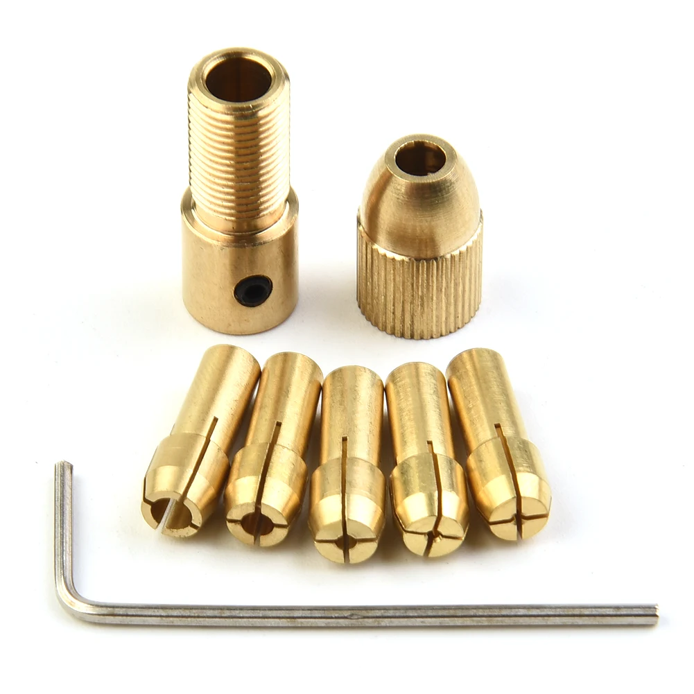 

7pcs/Set Brass Mini Drill Chuck 0.5/1.0/1.5/2.5/3.0mm For Electric Motor Shaft Drill Bit Tools Metal Drills Chuck Adapter